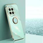 For OnePlus Ace 3 Pro XINLI Straight Edge 6D Electroplate TPU Phone Case with Ring Holder(Mint Green)