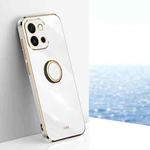 For OnePlus 13T XINLI Straight Edge 6D Electroplate TPU Phone Case with Ring Holder(White)