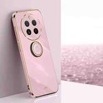 For Realme 12 Pro+ XINLI Straight 6D Plating Gold Edge TPU Shockproof Case with Ring Holder(Cherry Purple)