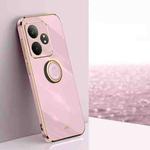 For Realme C65 XINLI Straight 6D Plating Gold Edge TPU Shockproof Case with Ring Holder(Cherry Purple)