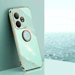 For Realme GT Neo6 XINLI Straight 6D Plating Gold Edge TPU Shockproof Case with Ring Holder(Mint Green)