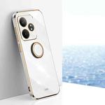 For Realme GT Neo6 XINLI Straight 6D Plating Gold Edge TPU Shockproof Case with Ring Holder(White)