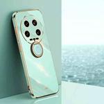 For Xiaomi 14 Ultra 5G XINLI Straight 6D Plating Gold Edge TPU Shockproof Case with Ring Holder(Mint Green)