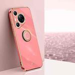 For Huawei P70 Pro XINLI Straight 6D Plating Gold Edge TPU Shockproof Case with Ring Holder(Hawthorn Red)