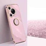 For Huawei P70 Pro XINLI Straight 6D Plating Gold Edge TPU Shockproof Case with Ring Holder(Cherry Purple)