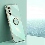 For Samsung Galaxy F15 5G XINLI Straight Edge 6D Electroplate TPU Phone Case with Ring Holder(Mint Green)