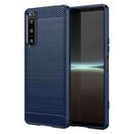 For Sony Xperia 5 IV Brushed Texture Carbon Fiber TPU Phone Case(Blue)