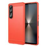 For Sony Xperia 1 VII Brushed Texture Carbon Fiber TPU Phone Case(Red)