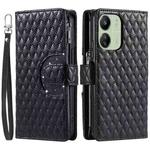 For Xiaomi Redmi 13C 4G/5G Glitter Lattice Zipper Wallet Leather Phone Case(Black)