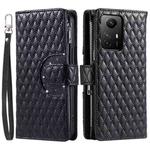 For Xiaomi Redmi Note 12S Glitter Lattice Zipper Wallet Leather Phone Case(Black)