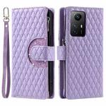 For Xiaomi Redmi Note 12S Glitter Lattice Zipper Wallet Leather Phone Case(Purple)