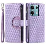 For Xiaomi Redmi Note 13 4G Global Glitter Lattice Zipper Wallet Leather Phone Case(Purple)