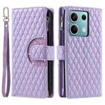 For Xiaomi Redmi Note 13 5G Glitter Lattice Zipper Wallet Leather Phone Case(Purple)