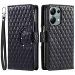 For Xiaomi Redmi Note 13 Pro 4G Global Glitter Lattice Zipper Wallet Leather Phone Case(Black)