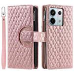 For Xiaomi Redmi Note 13 Pro 5G Glitter Lattice Zipper Wallet Leather Phone Case(Rose Gold)