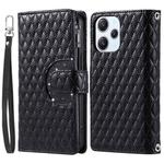 For Xiaomi Redmi Note 12R Glitter Lattice Zipper Wallet Leather Phone Case(Black)