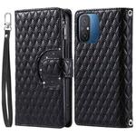 For Xiaomi Poco C55 Glitter Lattice Zipper Wallet Leather Phone Case(Black)