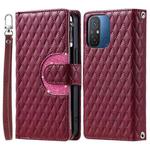 For Xiaomi Poco C55 Glitter Lattice Zipper Wallet Leather Phone Case(Wine Red)