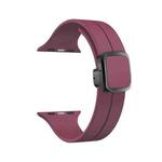 For Apple Watch SE 2023 44mm Magnetic Square Buckle Silicone Watch Band(Wine Red)