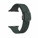 For Apple Watch SE 2023 44mm Magnetic Square Buckle Silicone Watch Band(Dark Grey)