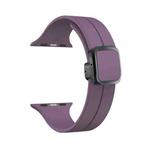 For Apple Watch Series 9 45mm Magnetic Square Buckle Silicone Watch Band(Fruit Purple)