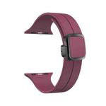 For Apple Watch Series 9 45mm Magnetic Square Buckle Silicone Watch Band(Wine Red)