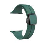 For Apple Watch Series 9 45mm Magnetic Square Buckle Silicone Watch Band(Pine Green)