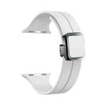 For Apple Watch Series 9 41mm Magnetic Square Buckle Silicone Watch Band(White)