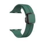 For Apple Watch SE 44mm Magnetic Square Buckle Silicone Watch Band(Pine Green)