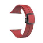 For Apple Watch Series 4 44mm Magnetic Square Buckle Silicone Watch Band(Red)