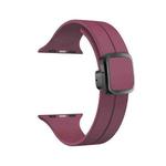 For Apple Watch Series 4 40mm Magnetic Square Buckle Silicone Watch Band(Wine Red)