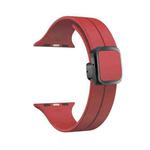 For Apple Watch Series 3 38mm Magnetic Square Buckle Silicone Watch Band(Red)