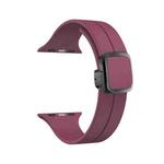 For Apple Watch Series 3 42mm Magnetic Square Buckle Silicone Watch Band(Wine Red)