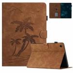 For Lenovo Tab M10 Plus 10.6 3rd Gen Coconut Tree Embossed Smart Leather Tablet Case(Brown)