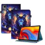 For Lenovo Tab M11 / Xiaoxin Pad 11 2024 Colored Drawing Stitching Elastic Band Leather Smart Tablet Case(Space Wolf)