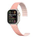 For Apple Watch SE 2023 44mm Two Color Loop Magnetic Silicone Watch Band(Peach+Light Pink)