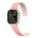For Apple Watch Series 9 45mm Two Color Loop Magnetic Silicone Watch Band(Peach+Light Pink)