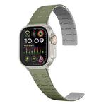 For Apple Watch Series 8 45mm Two Color Loop Magnetic Silicone Watch Band(Green+Grey)