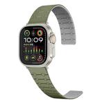 For Apple Watch SE 2022 44mm Two Color Loop Magnetic Silicone Watch Band(Green+Grey)