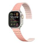 For Apple Watch SE 2022 44mm Two Color Loop Magnetic Silicone Watch Band(Peach+Light Pink)