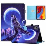 For Lenovo Tab M11 / Xiaoxin Pad 11 2024 Colored Drawing Sewing Pen Slot Leather Tablet Case(Night Wolf)