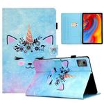 For Lenovo Tab M11 / Xiaoxin Pad 11 2024 Colored Drawing Sewing Pen Slot Leather Tablet Case(Wildebeest)
