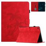 For Amazon Fire HD 8 Plus 2022/2020 Coconut Tree Embossed Smart Leather Tablet Case(Red)