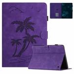 For Amazon Kindle Fire HD10 Plus 2021 Coconut Tree Embossed Smart Leather Tablet Case(Purple)