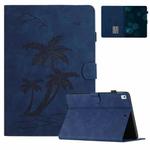 For iPad 10.2 2019/2020/10.5 2017/2019 Coconut Tree Embossed Smart Leather Tablet Case(Blue)