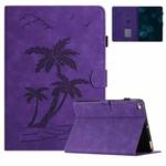 For iPad mini/2/3/4/5 Coconut Tree Embossed Smart Leather Tablet Case(Purple)