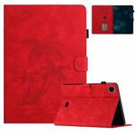 For iPad Pro 11 2024 Coconut Tree Embossed Smart Leather Tablet Case(Red)