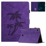 For iPad Pro 11 2024 Coconut Tree Embossed Smart Leather Tablet Case(Purple)