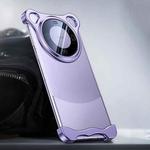 For Huawei Mate 60 Pro Frameless Metal Corner Pad Phone Case with Lens Film(Purple)
