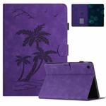 For Samsung Galaxy Tab A9 X110/X115 Coconut Tree Embossed Leather Tablet Case(Purple)